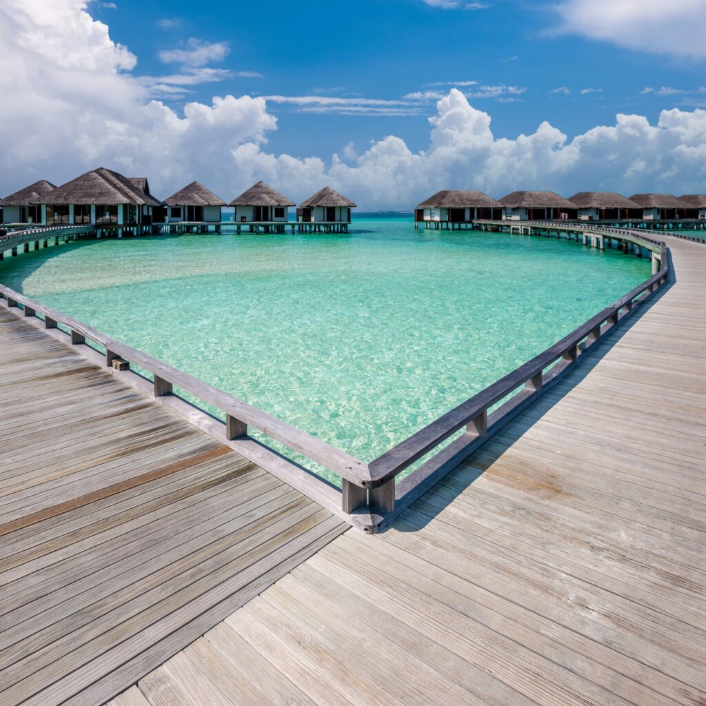 Beautiful beach with water bungalows